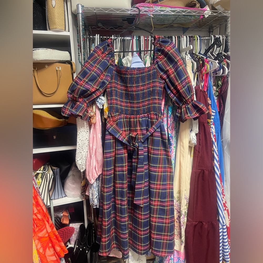 Plaid Puff Sleeve Dress